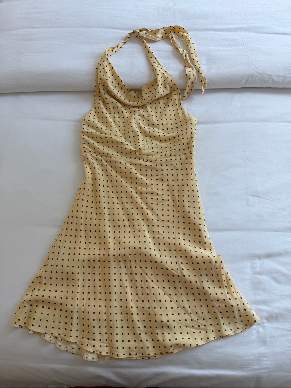 Mango Yellow Polka Dot Halter Mini Dress
